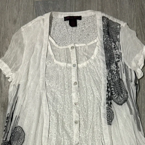 LIKE NEW! Women's Elena Wang Sheer Boho Layered Top - MEDIUM - Picture 2 of 13